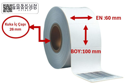 100*60 KUŞE BARKOD ETİKETİ 500'LÜ SARIM RULO