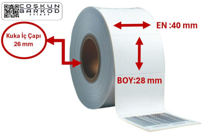 28*40 KUŞE BARKOD ETİKETİ 1000'Lİ RULO